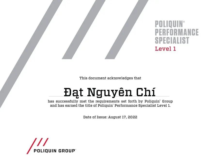 Chứng chỉ Poliquin Performance Specialist Level 1